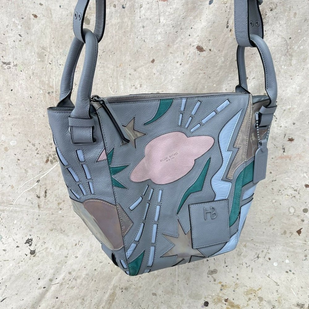 Henri Bendel RARE Spruce Street Fantasy SPACE Theme Leather Bag Purse